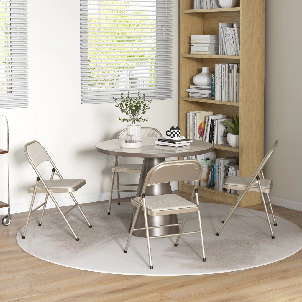 Set 4 Sedie Pieghevoli da Pranzo ¨C Xylo ¨C Struttura Acciaio Beige 45x46x78 cm