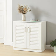 Armadio Scarpiera Løten con Ante a Persiana 62 x 63 x 36 cm Bianco [en.casa]