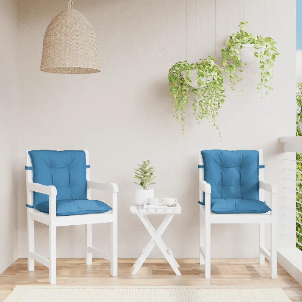 Cuscini Sedia Schiena Bassa 2 pz Blu Mélange 100x50x7 Tessuto 4002391
