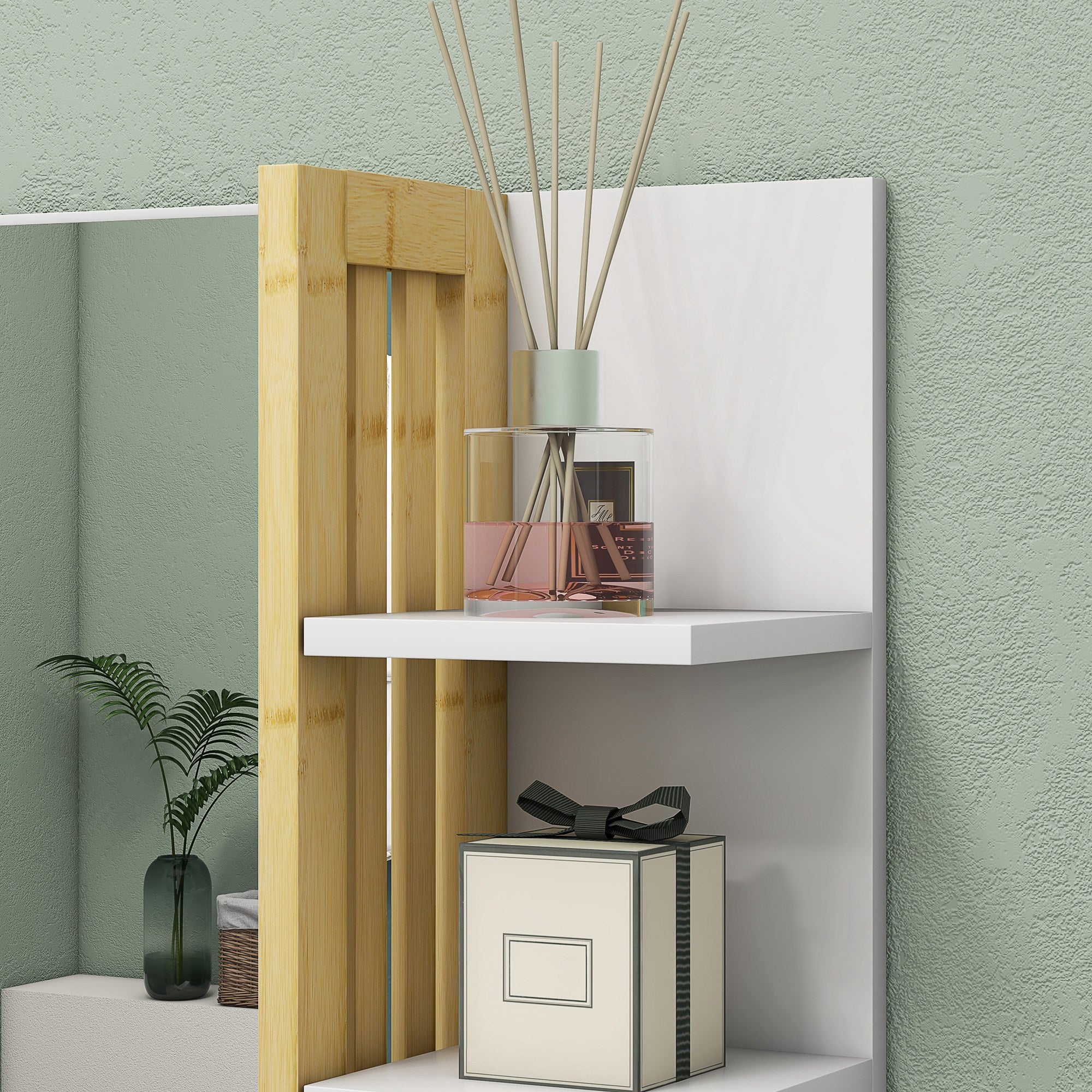 Specchio da Bagno 45x15x58,5cm con Ripiani e Mensole in MDF Bianco