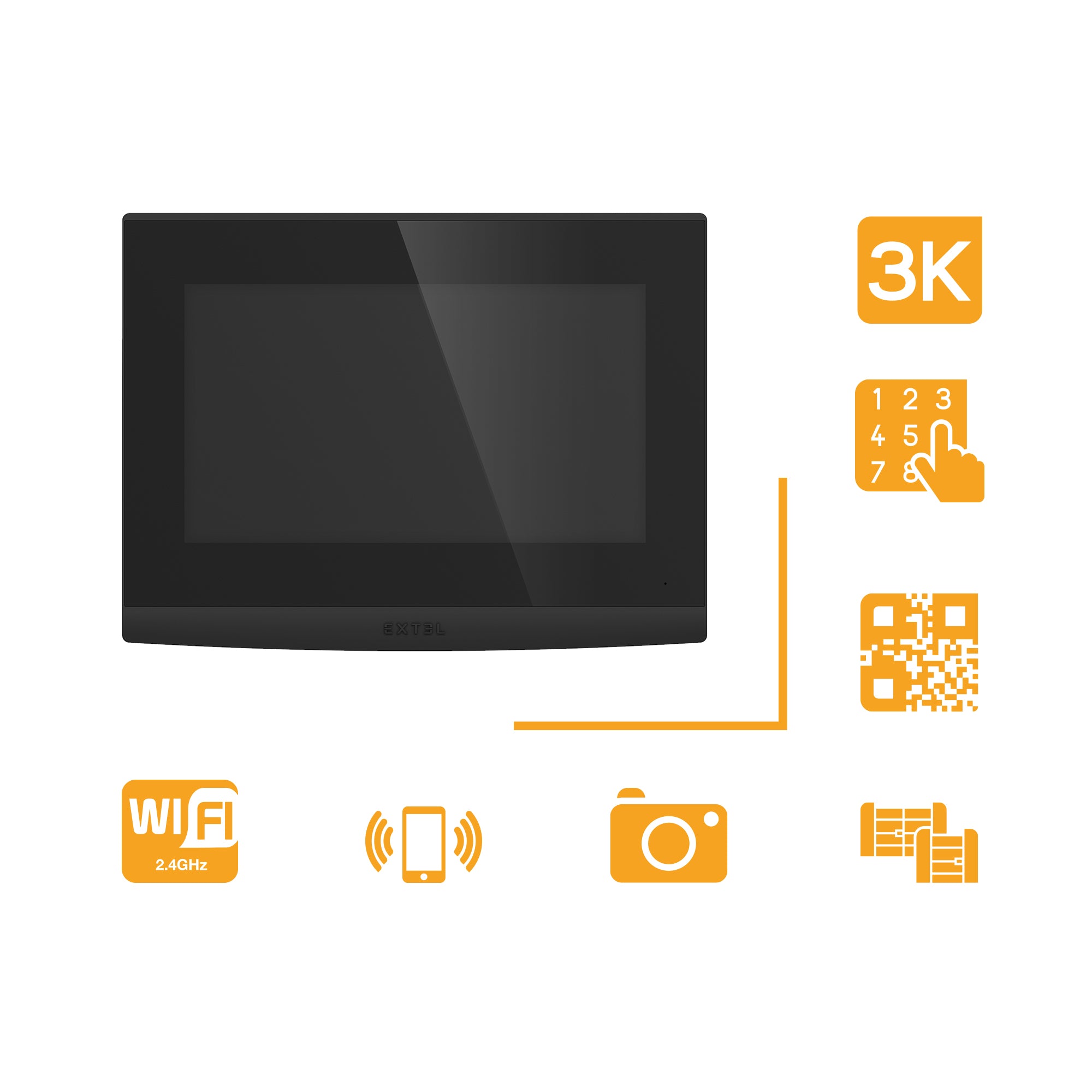 Videocitofono a 2 fili WiFi , schermo touch 7'' a colori con tastiera esterna a codice - Extel Open 3K 720330