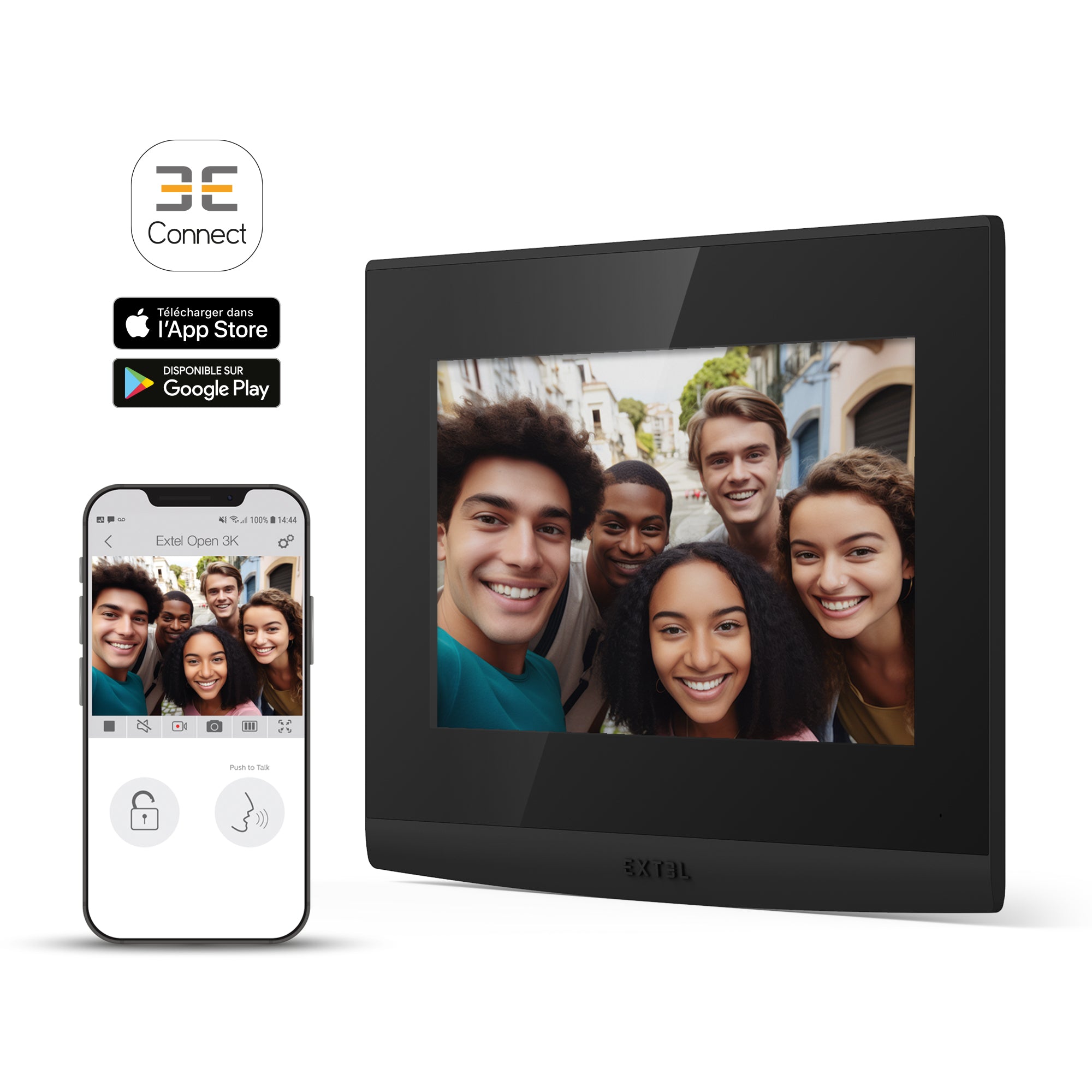 Videocitofono a 2 fili WiFi , schermo touch 7'' a colori con tastiera esterna a codice - Extel Open 3K 720330