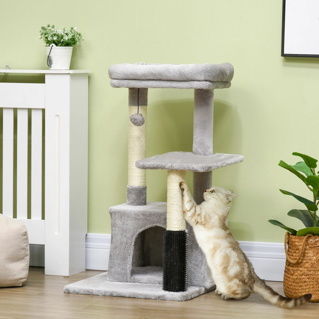 Letto per gatti con tiragraffi e piattaforma ¨C zephmum ¨C 85 cm grigio chiaro