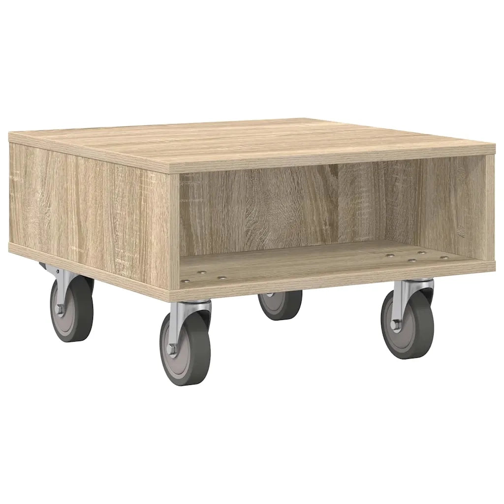 Tavolino con Ruote Rovere Sonoma 50,5 x 50 x 30 cm