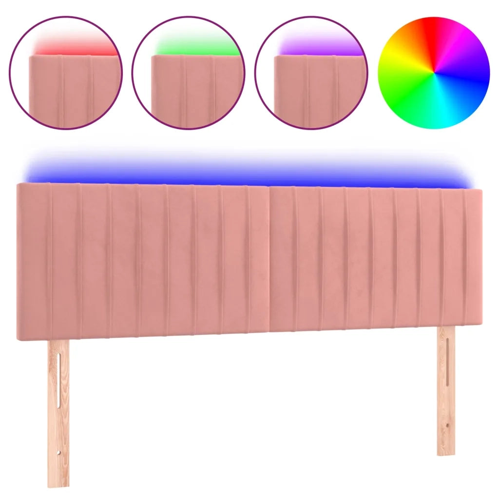 Testiera a LED-Testata con LED Rosa 144x5x78/88 cm in Velluto 893153