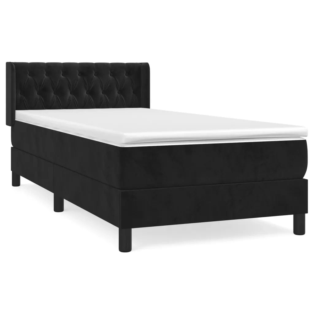 Giroletto a Molle con Materasso Nero 90x200 cm in Velluto 3131119