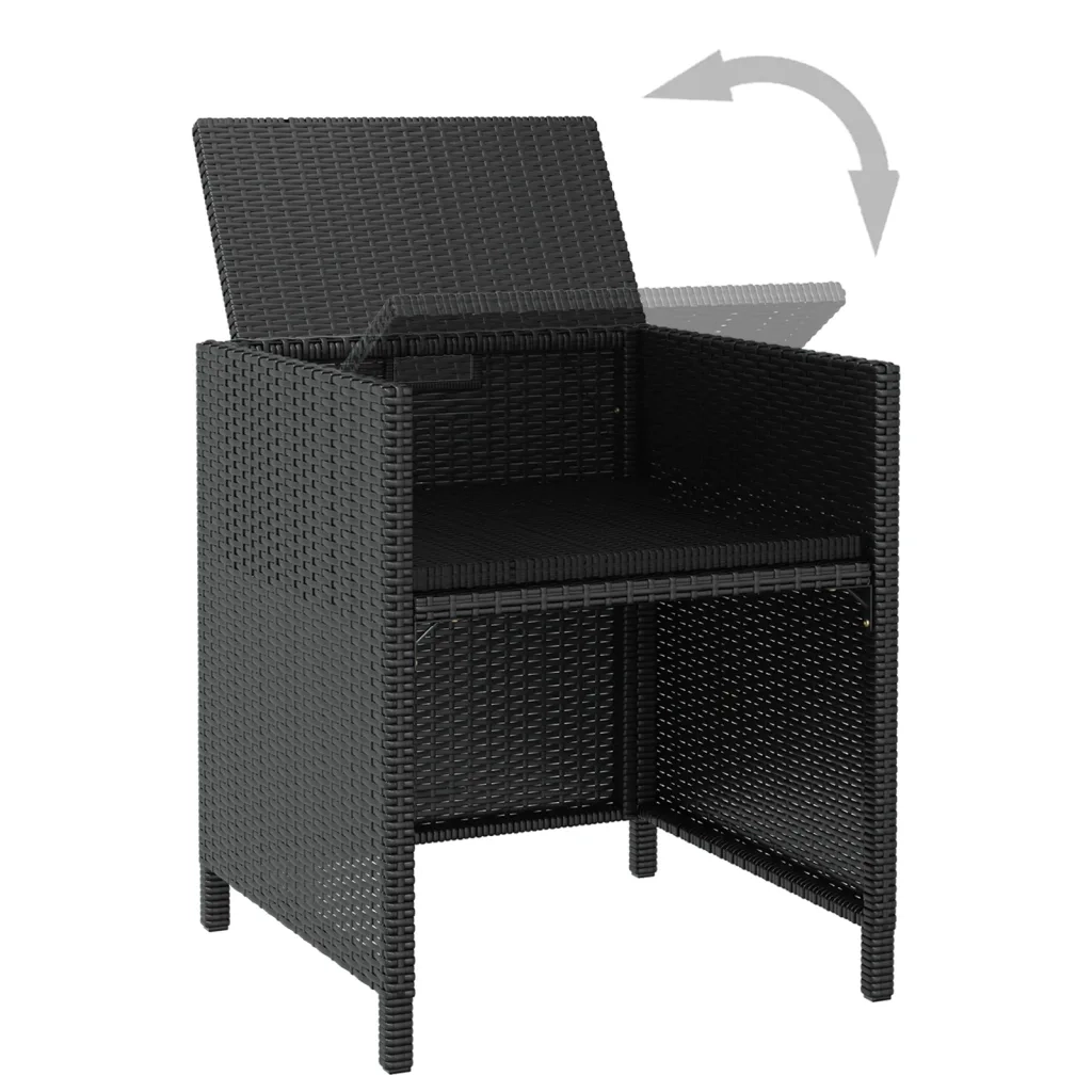 Set da Pranzo da Giardino 9 pz in Polyrattan e Acacia Nero cod mxl 57467