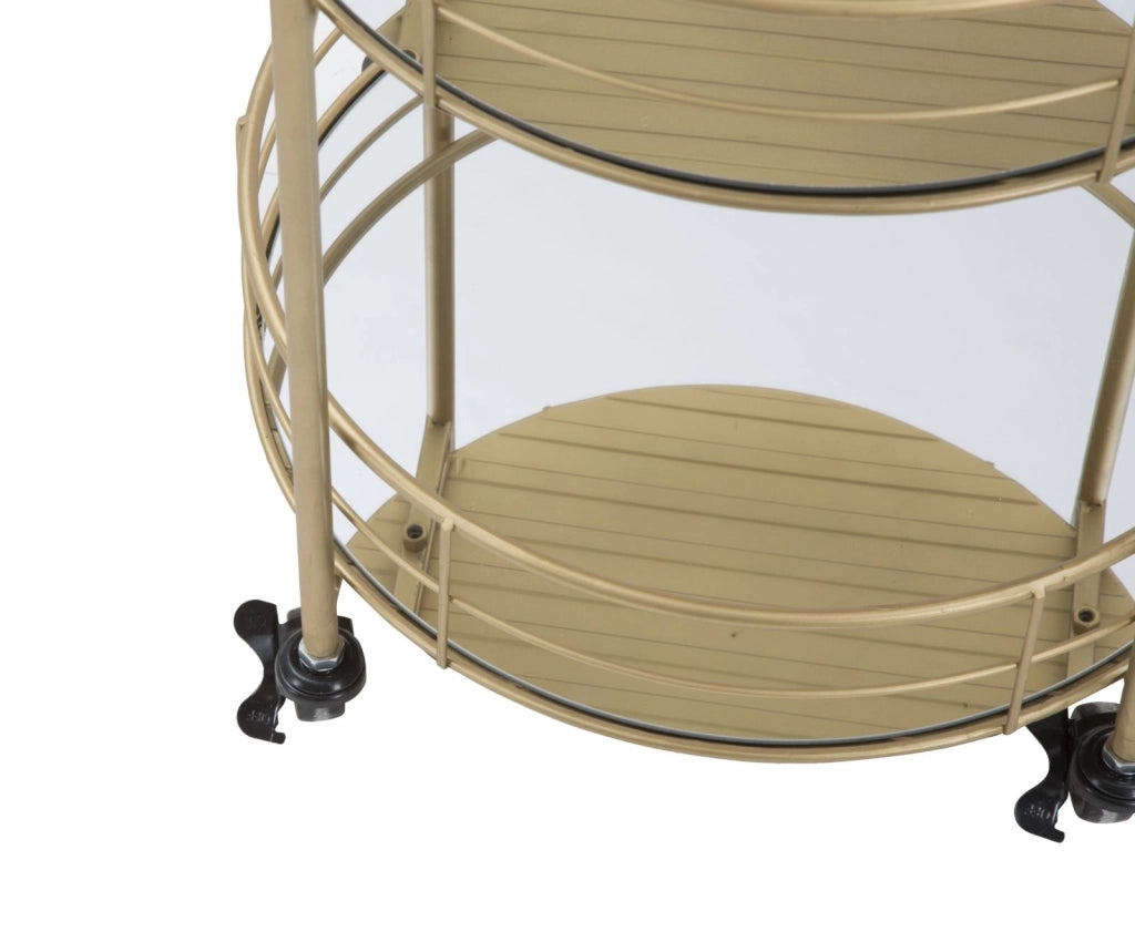 Carrello simmetrico rotondo in metallo dorato Ø cm 38x77,5