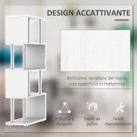 Libreria a 4 Ripiani Design Moderno in Legno e Metallo, Libreria Scaffale per Soggiorno, Studio, Ufficio, 80x30x145cm Bianca