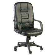 Sedia da ufficio Ogni, Poltrona direzionale con braccioli, Sedia ergonomica da ufficio, Nero, 56x59h104/114 cm