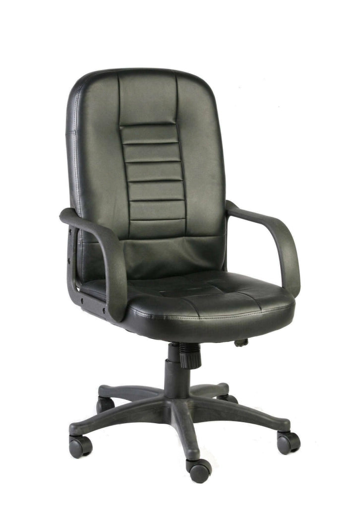 Sedia da ufficio Ogni, Poltrona direzionale con braccioli, Sedia ergonomica da ufficio, Nero, 56x59h104/114 cm