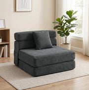 Poltrona da pavimento convertibile 2 in 1 grigio scuro con cuscino lombare