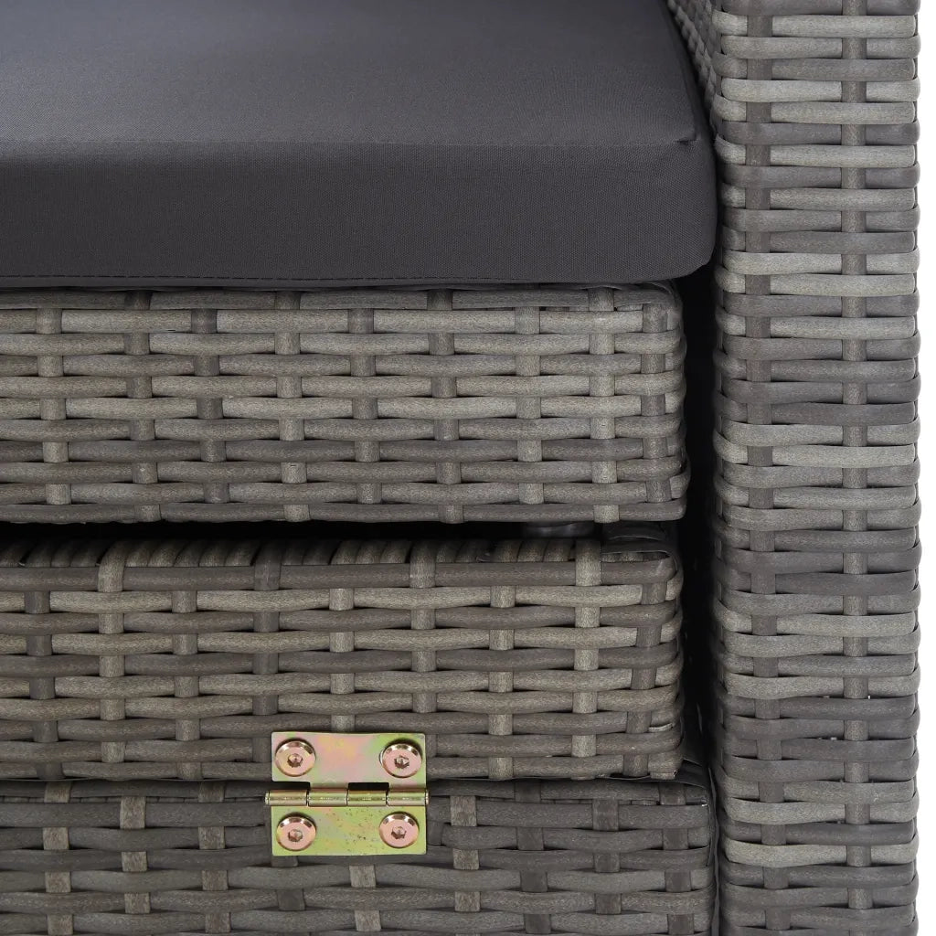 Divano Letto a 3 Posti Estendibile con Tetto Polyrattan Grigio cod mxl 77480