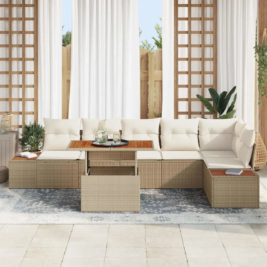 Set da Pranzo per Giardino con cuscino 7 pcs Beige e Crema 3350078