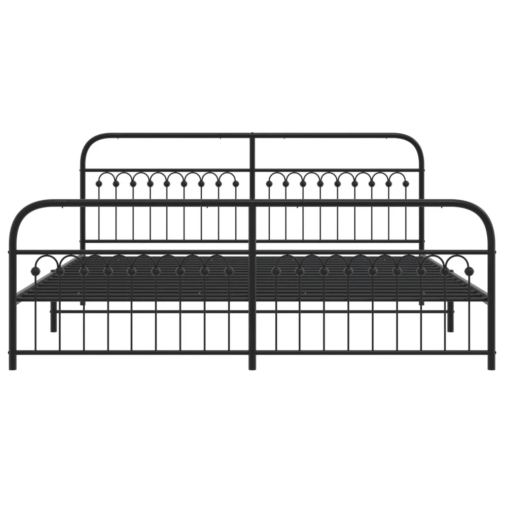 Giroletto con Testiera e Pediera Metallo Nero 193x203 cm 376624