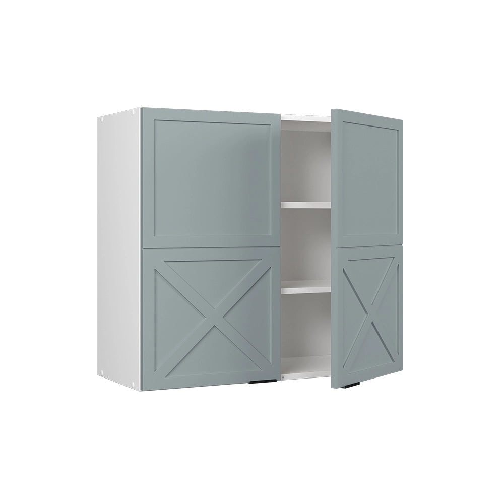 Vicco Mobile da cucina in vetro Blu-grigio chiaro 80 cm