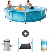 Piscina a forma di cerchio - Dimensioni 305 x 76 cm - Waterprint - Inclusa pompa filtro per piscina - Pannello solare - Cloro