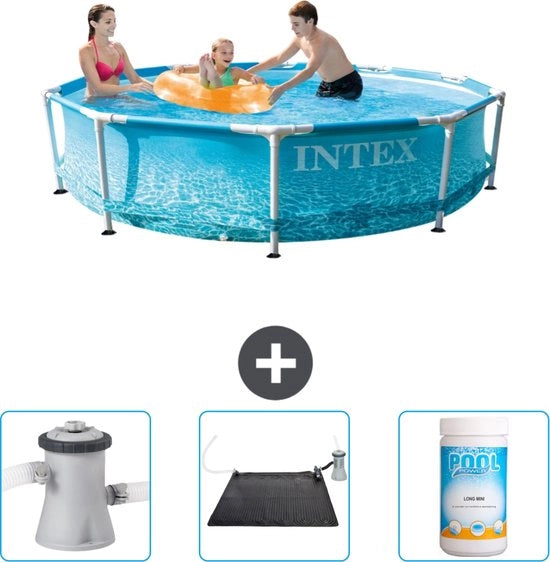 Piscina a forma di cerchio - Dimensioni 305 x 76 cm - Waterprint - Inclusa pompa filtro per piscina - Pannello solare - Cloro