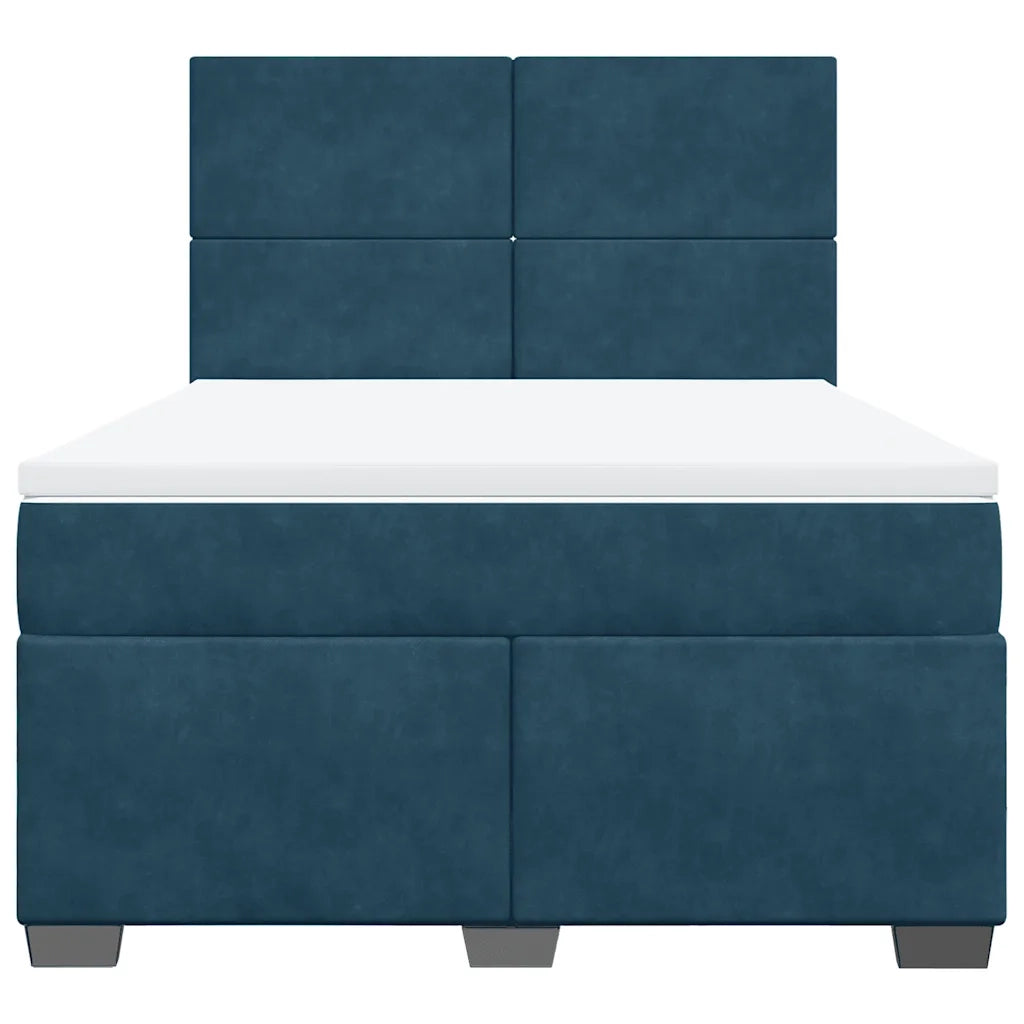 Giroletto a Molle con Materasso Blu 140x200 cm in Velluto