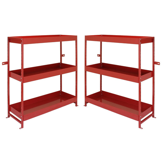 2 Scaffali Volcano in Acciaio Senza Bulloni Rossi 6 Ripiani per Officina e Box