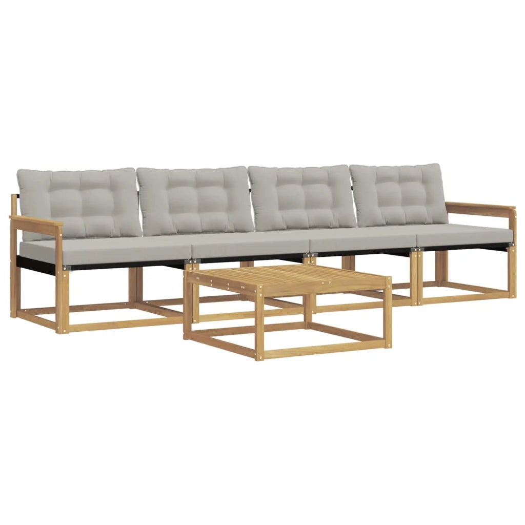 Set di divani da esterno 5 pz Bianco e Grigio Chiaro 3388389
