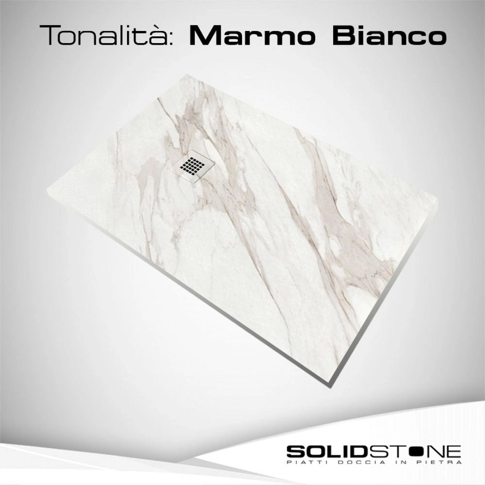 Piatto doccia in pietra SOLIDSTONE alto 2.8cm - MARMO BIANCO - Misura: 70x90 x 2,8h