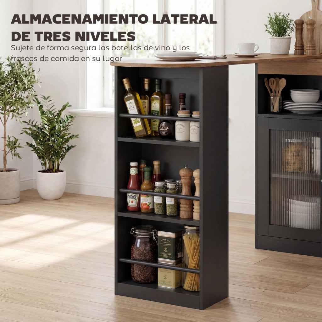 Tavolo da Bar Allungabile e Girevole ¨C Minimal ¨C 150x80x105,5 cm Nero e Naturale