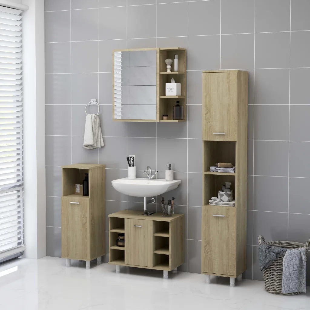 Mobile bagno con specchio-Armadietto a Specchio da Bagno-Mobile bagno con specchio Rovere Sonoma 62,5x20,5x64Multistrato