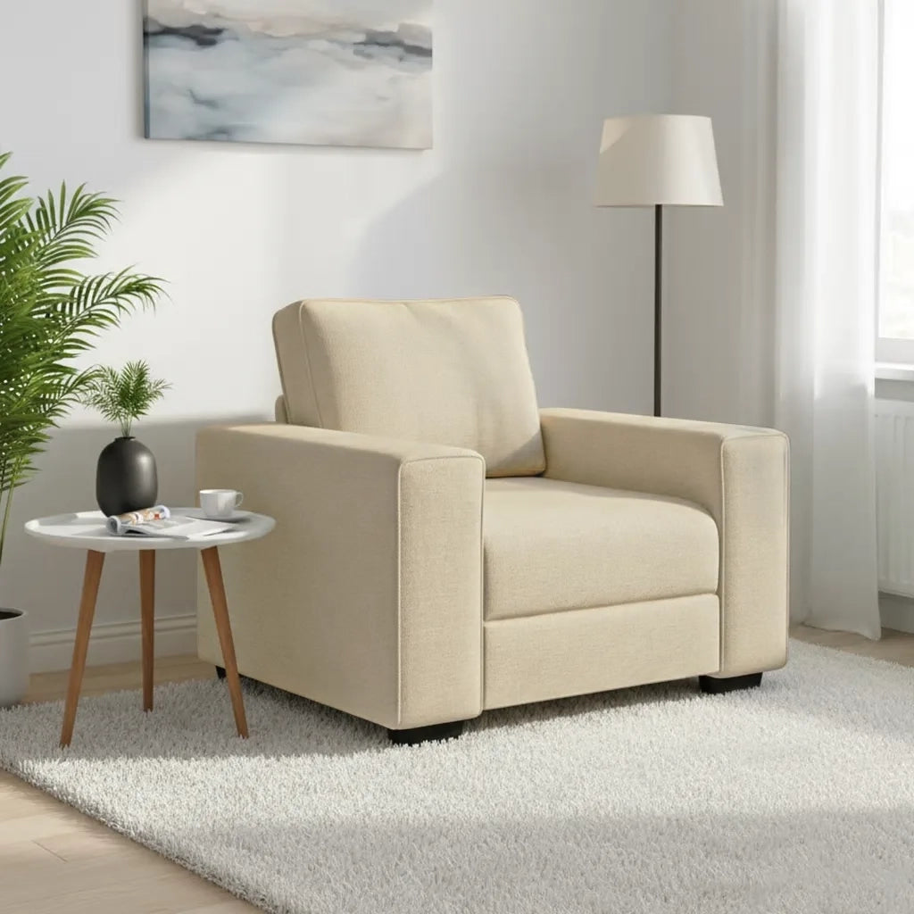 Poltrona-Poltroncina-Divano Sedia Crema 100x77x82 cm in Tessuto