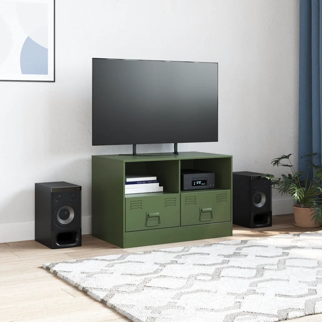 Mobile TV Verde Oliva 67x39x44 cm in Acciaio 841747
