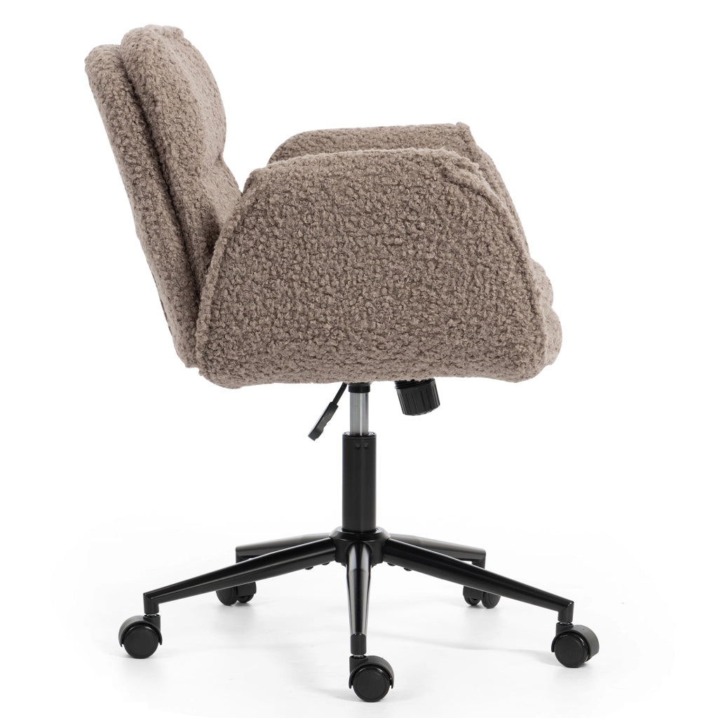 Sedia da Ufficio Ergonomica con Braccioli Regolabili e Ruote ¨C MINIMAL ¨C Teddy Fleece, Schienale Imbottito