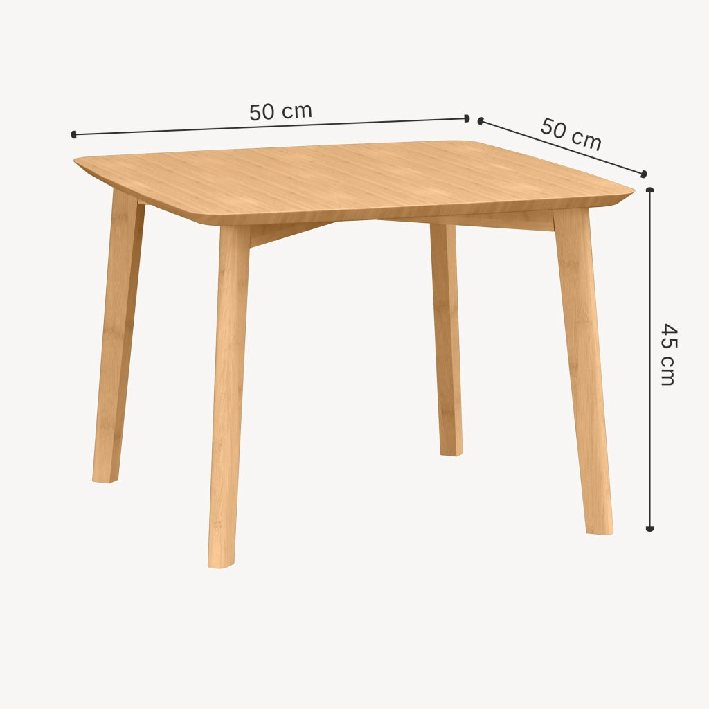 Tavolino Haad in Bambù con Piano Quadrato 45x50x50 cm Naturale [en.casa]