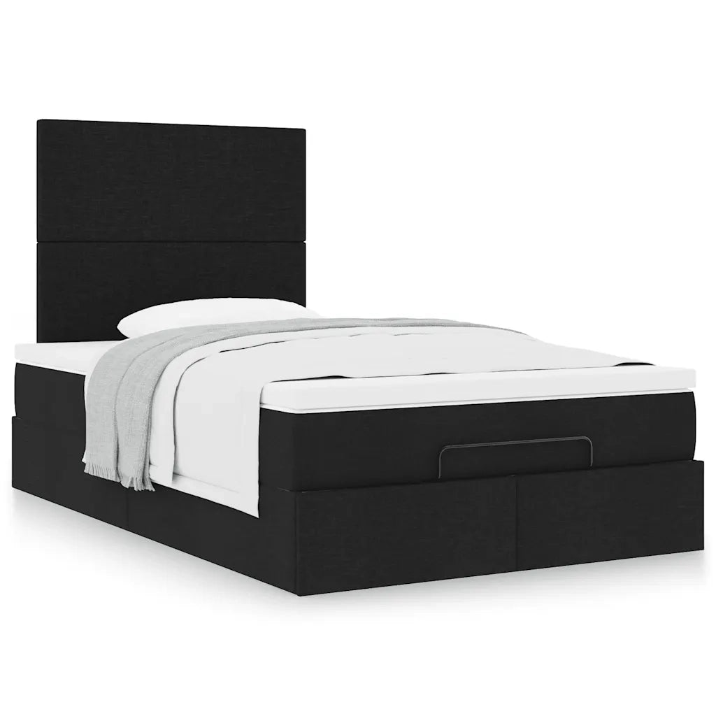 Struttura Letto Pouf con Materasso Nero 120x200 cm in Tessuto 3313066