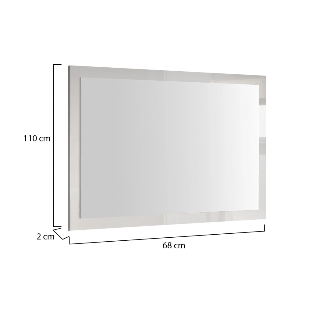 Creazzo, Specchio Forma Rettangolare, 110x68h cm Bianco Lucido