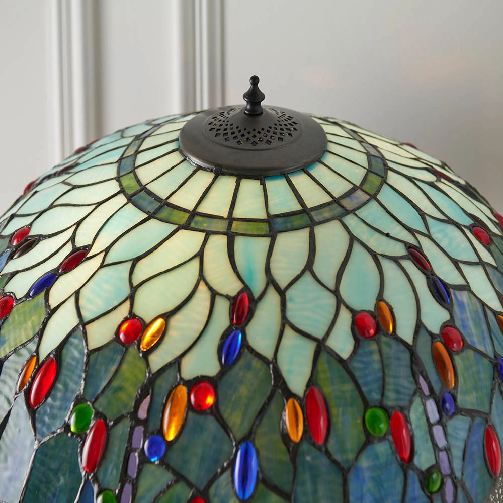Lampada da terra Tiffany vetrata Dragonfly Blue 2xE27 60W