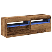 Set di 2 mobili porta TV con luci a LED moderno spazio contenitivo 60 x 35 x 40 cm legno composito finitura effetto legno anticato 02_0050843