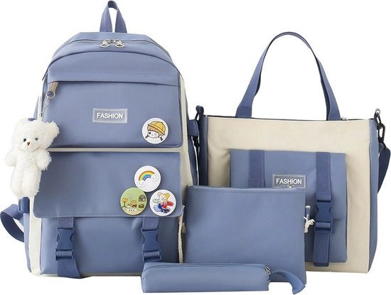 Set di Borsa Scuola Acquatica 4 in 1 per Bambini e Adolescenti - Compreso Borsa Pasti, Borsa Spalla e Custodia - Stile, Borsa Libri per Estate o Scuola