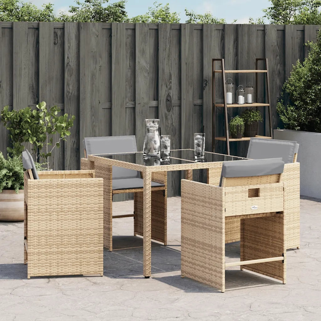 Sedie da Giardino con Cuscini 4 pz | Sedie da Esterno Beige Misto in Polyrattan