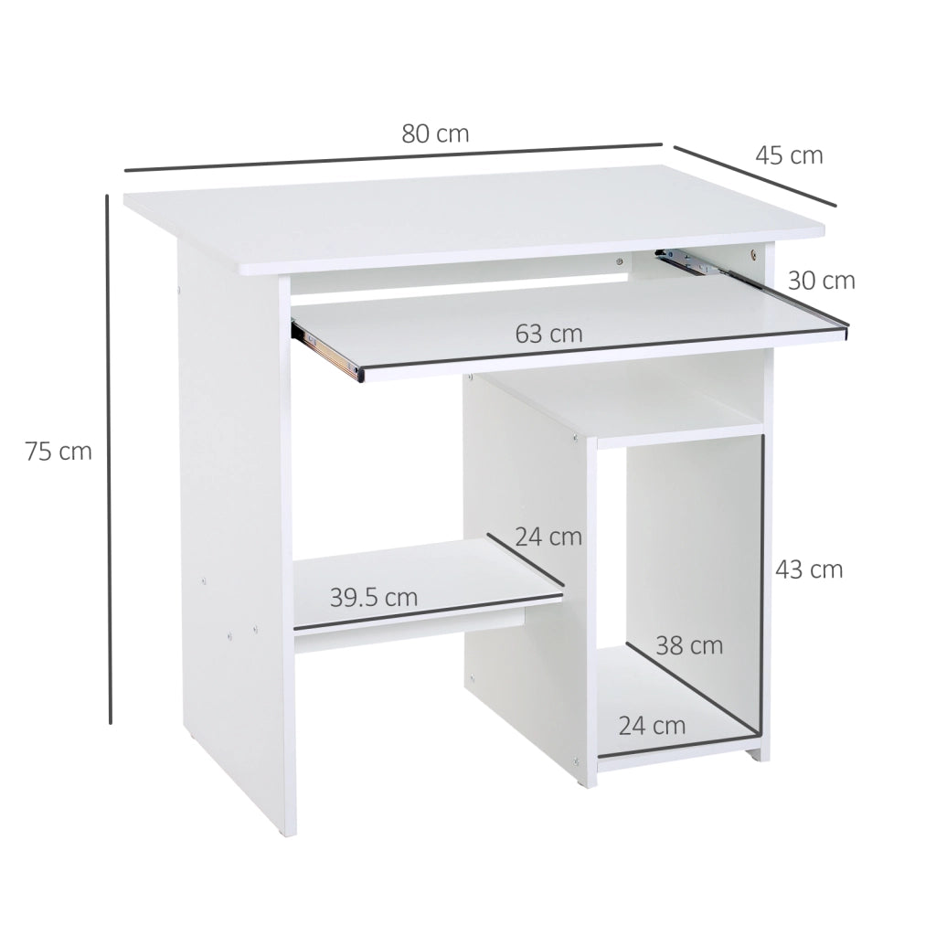 Scrivania per Computer con Ripiano CPU e Tastiera ¨C zephmum ¨C 80x45x75 cm Bianco