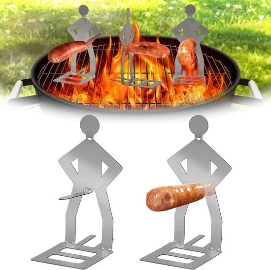 Barbecue Worstrek in 2 Pezzi di Acciaio Inox per Uomini - Campeggio & Picnic - Vara BBQ Divertente per Giardino & Grill - Accessori da Cucina Carini