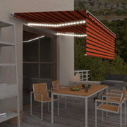 Tenda Sole Retrattile Manuale con LED 4,5x3m Arancione Marrone 3069325