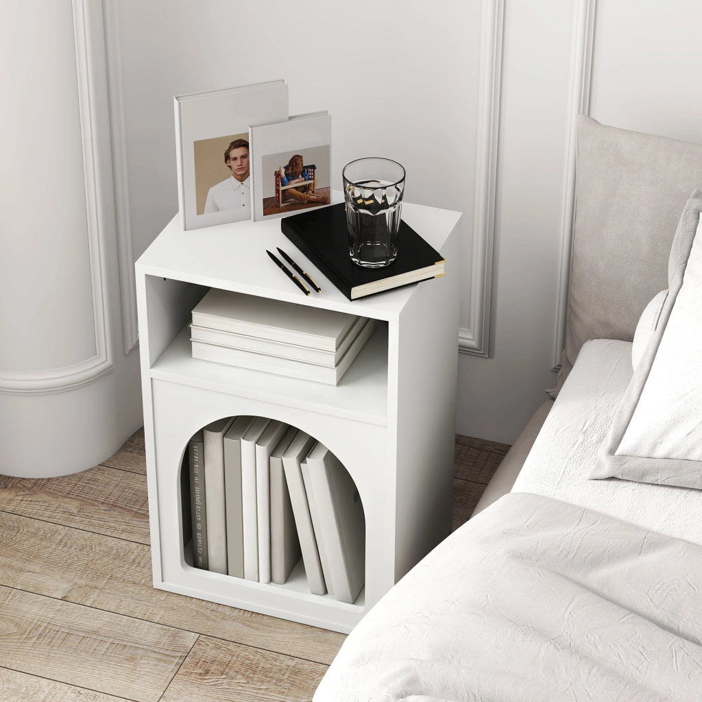 Comodino con scomparti aperti ¨C zephmum ¨C bianco 40x30x60 cm
