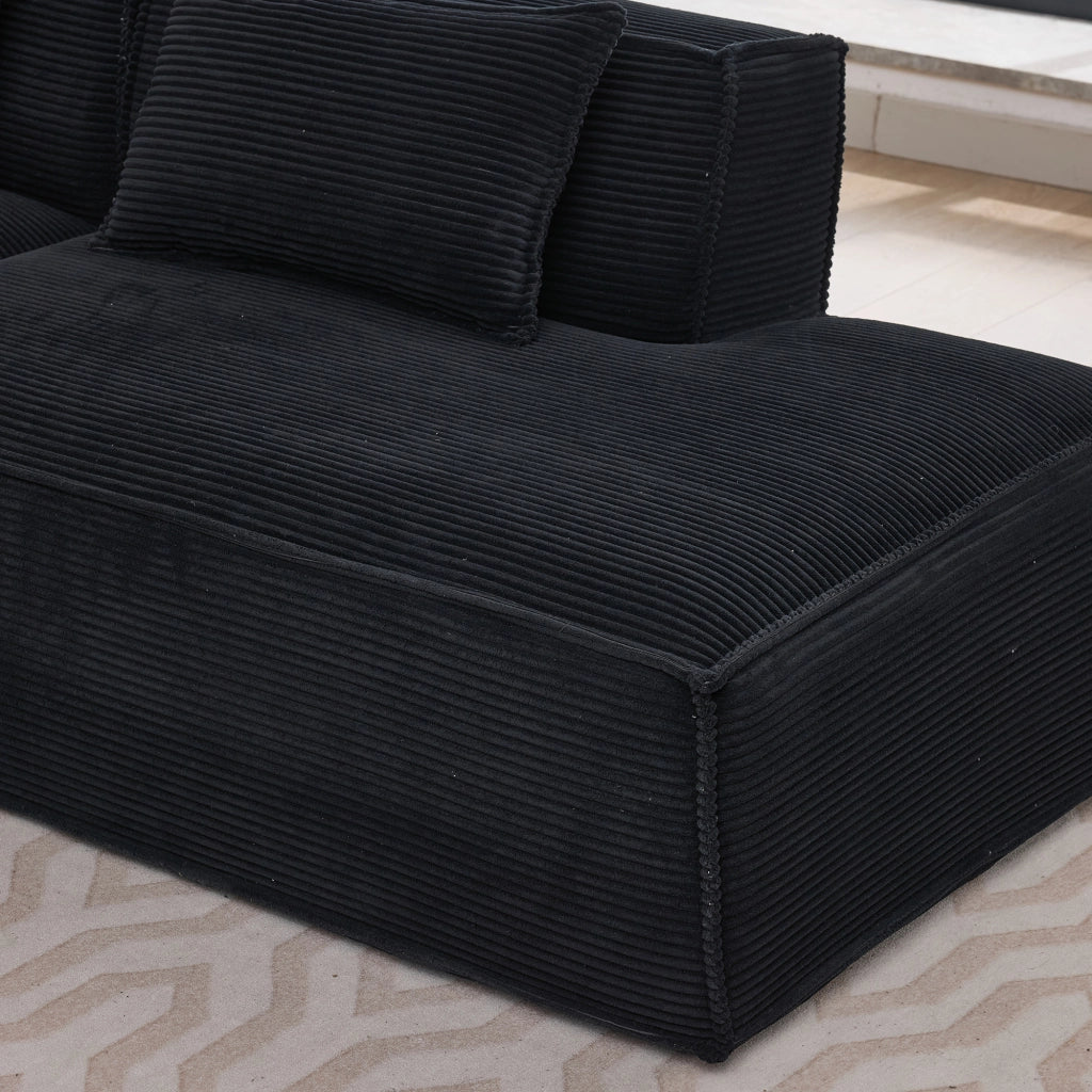 Divano compatto con seduta elastica in poliestere nero