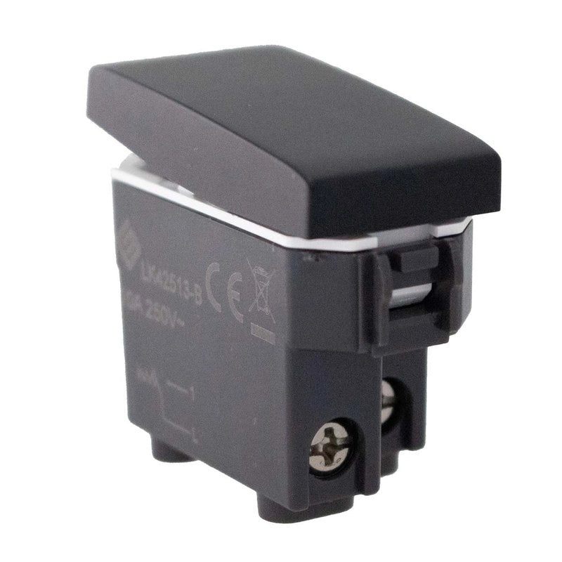 Pulsante Normalmente Aperto 1P 10A Colore Nero Compatibile Con Bticino Living e Vimar Plana