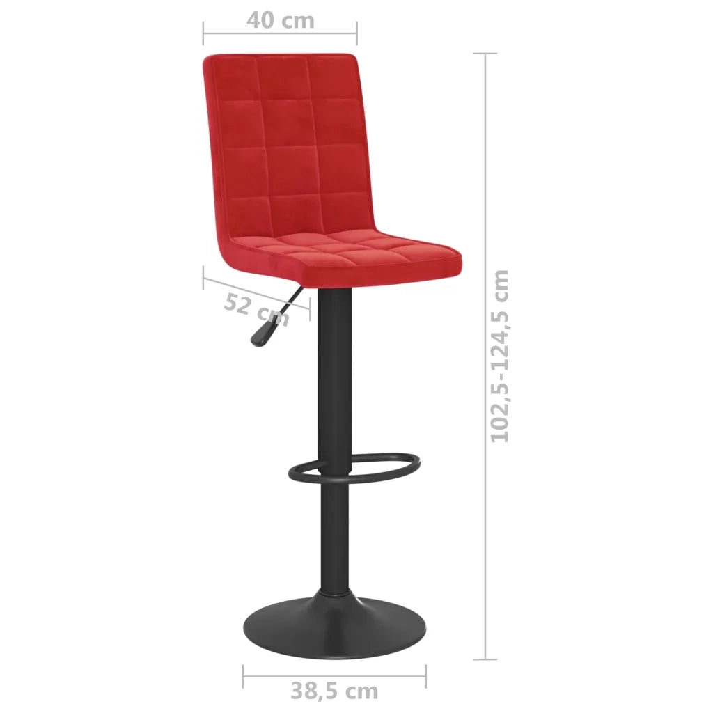 Sgabelli da Bar 2 pz Rosso Vino in Velluto 335769