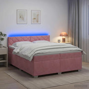 Letto con Box Spring, Materasso e LED Rosa 200 x 200 cm Velluto 3452257