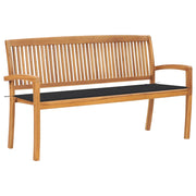 Panchina da Giardino Impilabile con Cuscino 159cm Teak Massello cod mxl 40468