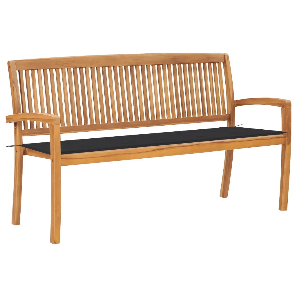 Panchina da Giardino Impilabile con Cuscino 159cm Teak Massello cod mxl 40468