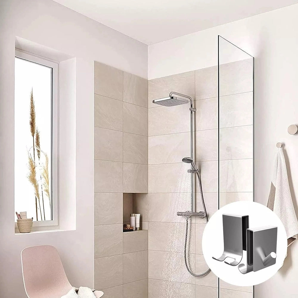 Trade Shop - Gancio Bifacciale Porta Box Doccia A 3 Ganci Accappatoio Tergivetro Bagno 87768 -