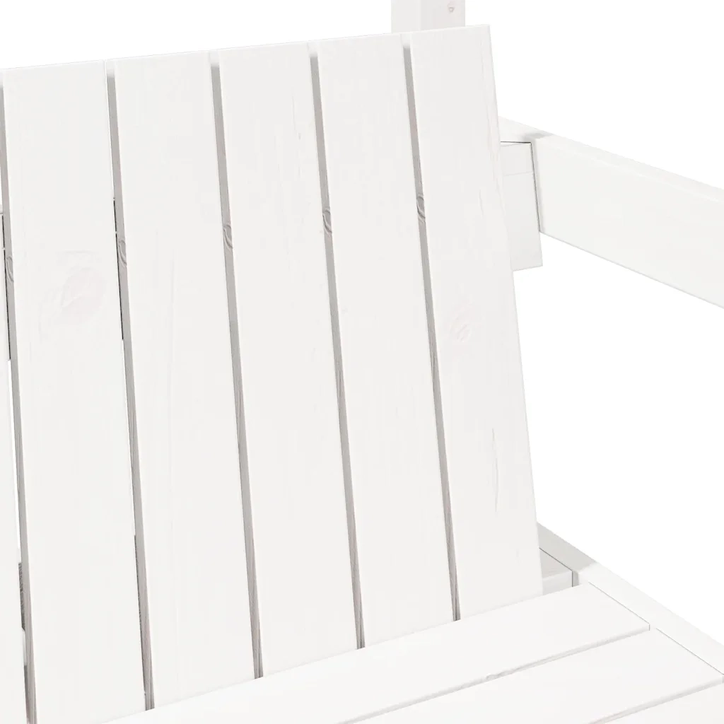 Panchina con Tetto Bianca 117,5x70x176,5 cm in Legno di Pino 846995